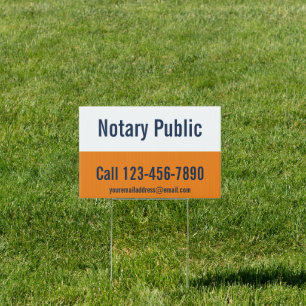 Notary Public Orange and Blue Promotional Template Sign