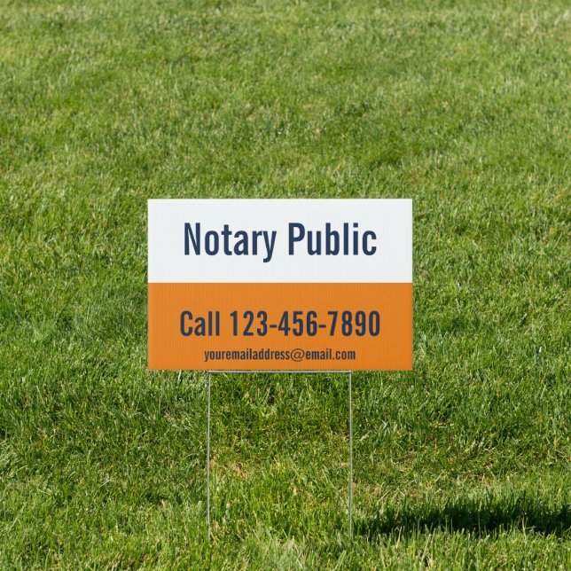 Notary Public Orange and Blue Promotional Template Sign (Insitu)