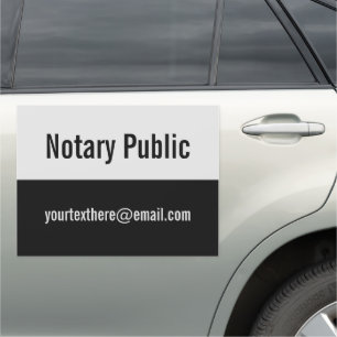 Notary Public Pale Gray Black Email Promotional Car Magnet