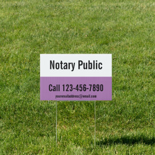 Notary Public Phone Lavender and White Promotional Sign