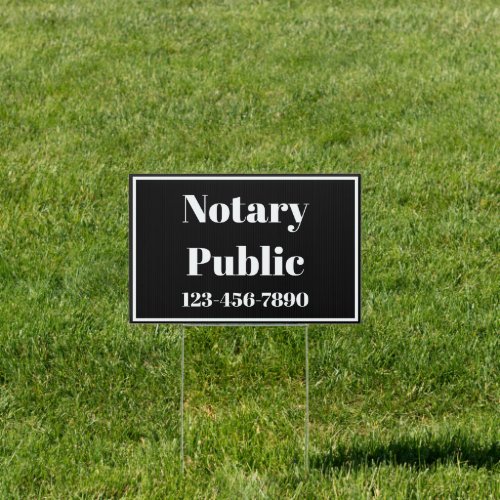 Notary Public Phone Number Black and White Sign