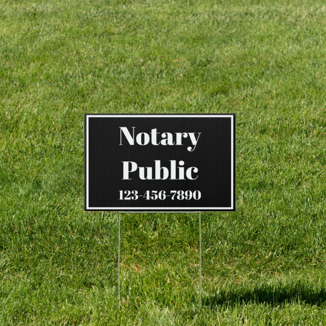 Notary Public Phone Number Black and White Sign Zazzle