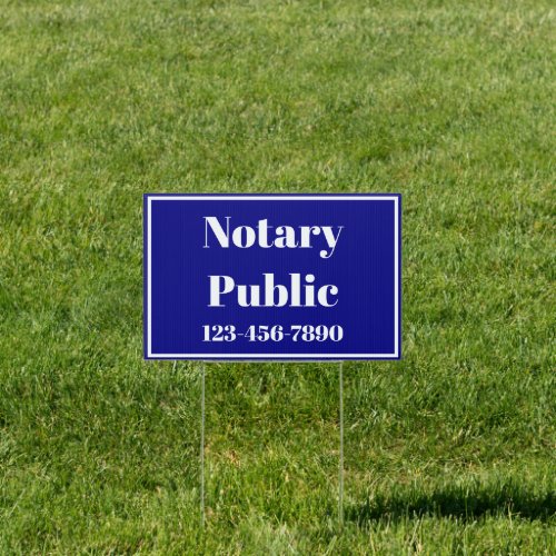 Notary Public Phone Number Navy Blue and White Sign
