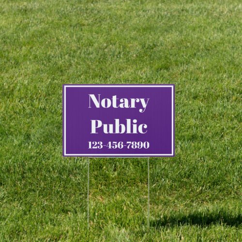 Notary Public Phone Number Royal Purple and White Sign
