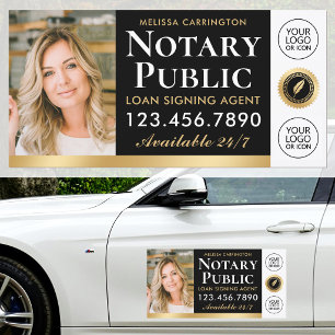 Notary Public Photo Logo Elegant Black Gold Car Magnet