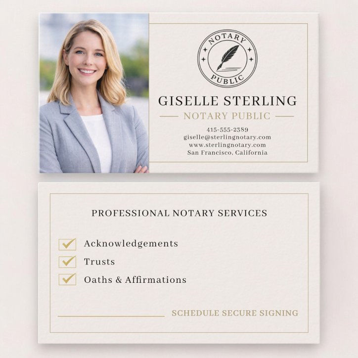 Notary Public Photo Professional Business Card