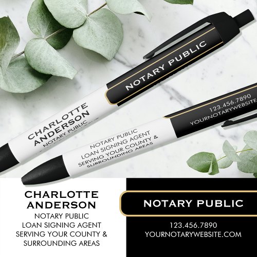 Notary Public Promotional Gift Black Gold Business Black Ink Pen