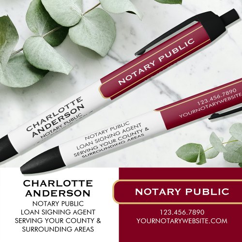 Notary Public Promotional Gift Burgundy Business Black Ink Pen