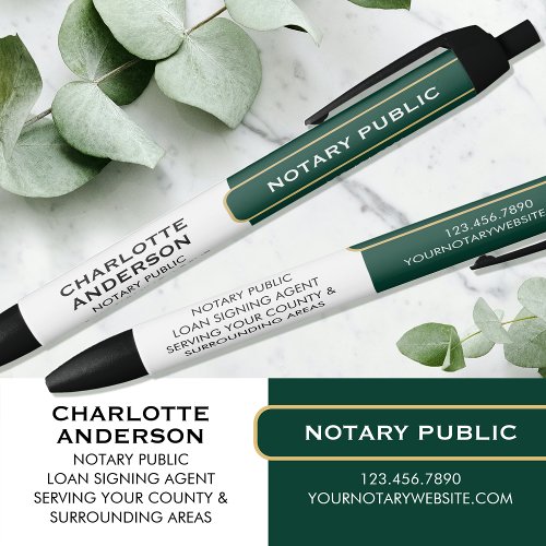 Notary Public Promotional Gift Green Gold Business Black Ink Pen