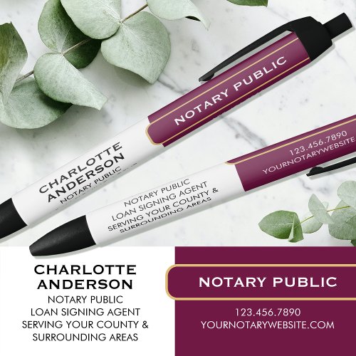 Notary Public Promotional Gift Plum Gold Business Black Ink Pen