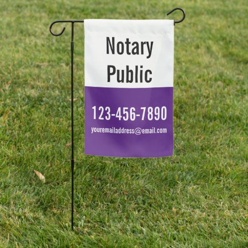 Notary Public Purple and White Business Template Garden Flag