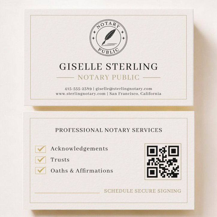 Notary Public QR Code Professional Business Card