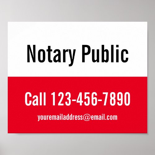 Notary Public Red and White Business Template Poster