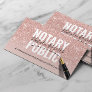 Notary Public Rose Gold Glitter Elegant Signature Business Card