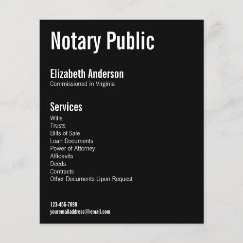 Notary Public Services Black and White Template Flyer