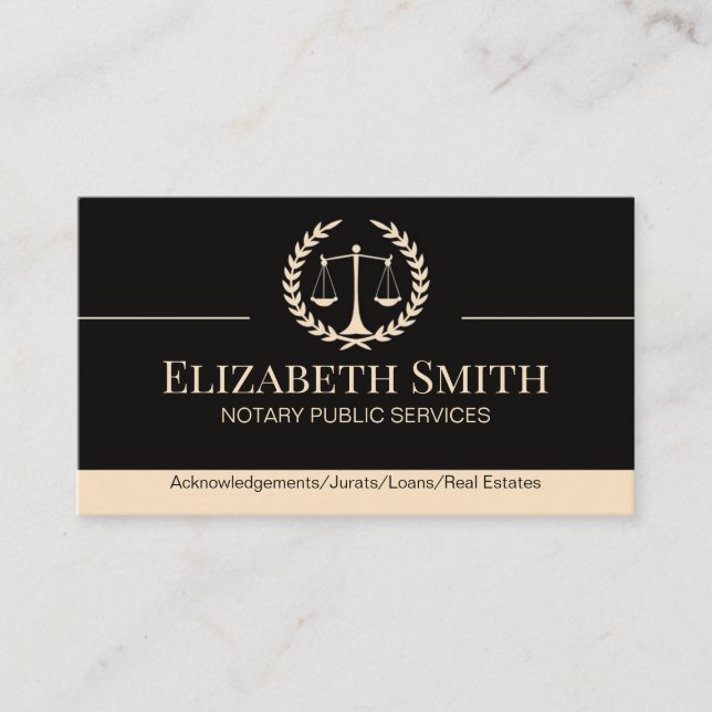 Notary Public Services Black Business Card (Front)