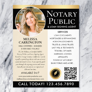 Notary Public Services Photo Elegant Black Gold Flyer