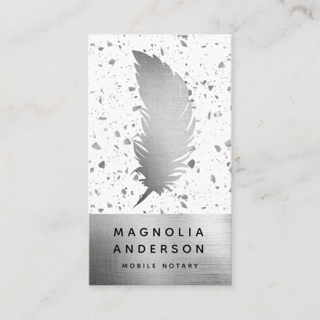 Notary Public Signing Agent  Foil Quill  Business Card (Front)