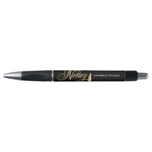 Notary Public Signing Agent Gold  Black Pen