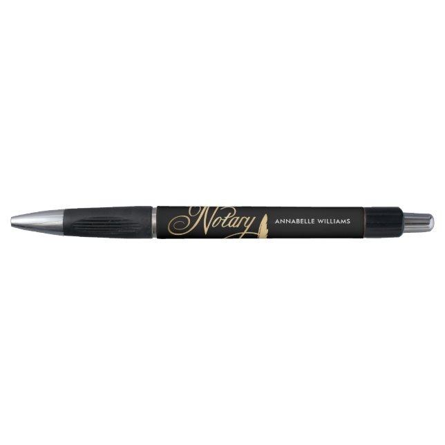 Notary Public Signing Agent Gold & Black Pen (Front)