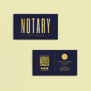 Notary Public Signing Agent Navy Gold Logo  Business Card