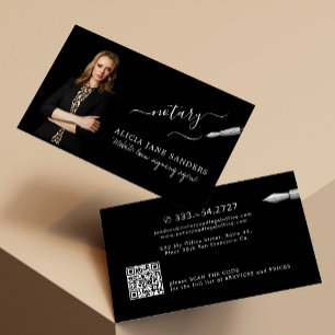 Notary public signing agent photo black business card