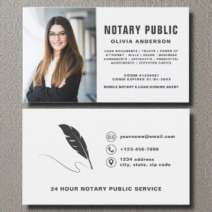 Notary Public Signing Agent Photo Modern Grey Business Card