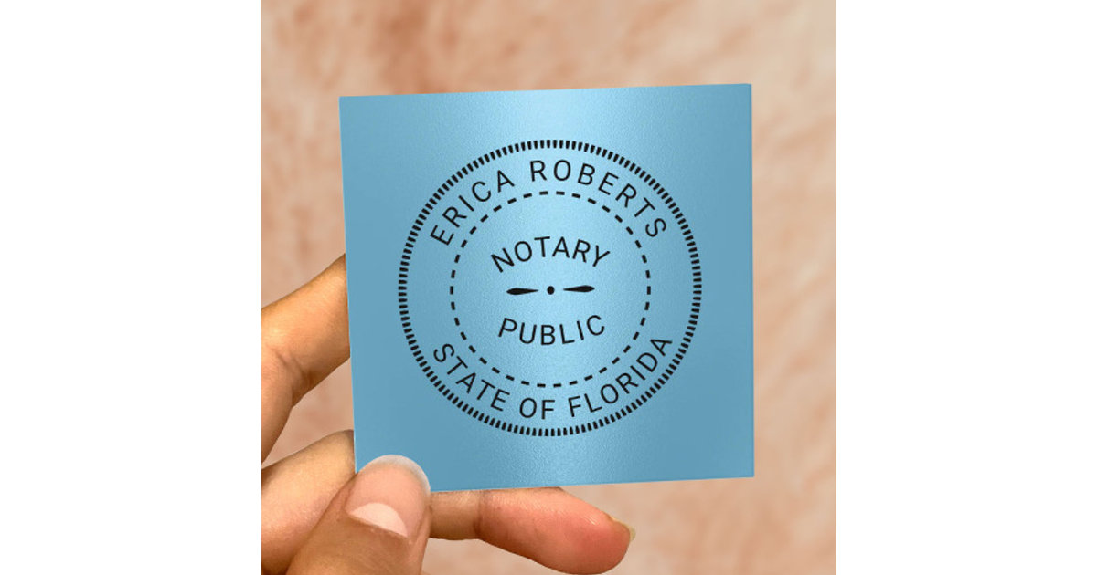 Notary Public Stamp Modern Blue Square Business Card Zazzle