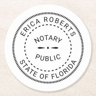 Notary Public Stamp Plain Minimalist Round Paper Coaster