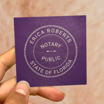 Notary Public Stamp Vintage Purple Square Business Card by cardfactory at Zazzle