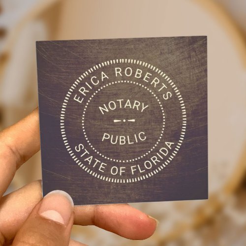 Notary Public Stamp Vintage Texture Square Business Card