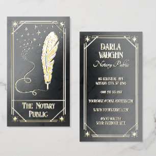 Notary Public Tarot Card Celestial Quill Gold Foil