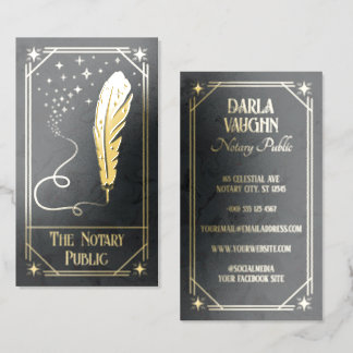Notary Public Tarot Card Celestial Quill Gold Foil