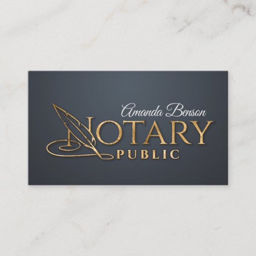 Notary Public Typography quill pen Business Card