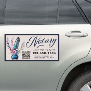 Notary Public Watercolor Quill Feather Car Magnet