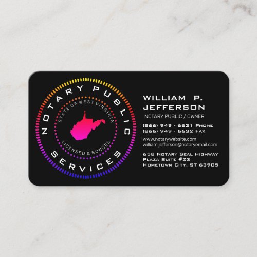 Notary Public West Virginia ll Business Card