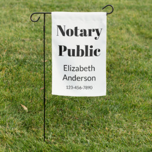 Notary Public White and Black Name Phone Number Garden Flag