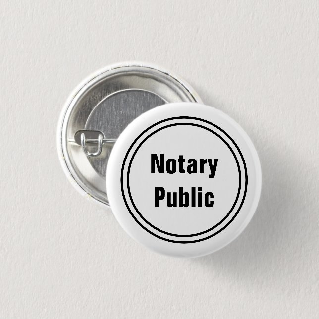 Notary Public White and Black Text Template Button (Front & Back)