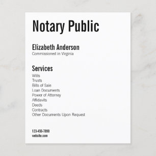 Notary Public's Name Services Phone Website White Flyer