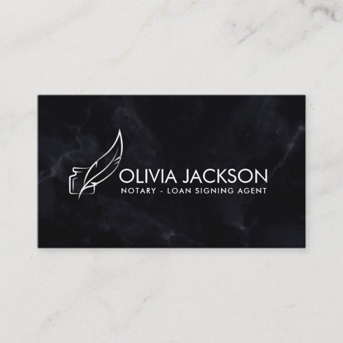 Notary quill pen and ink  business card