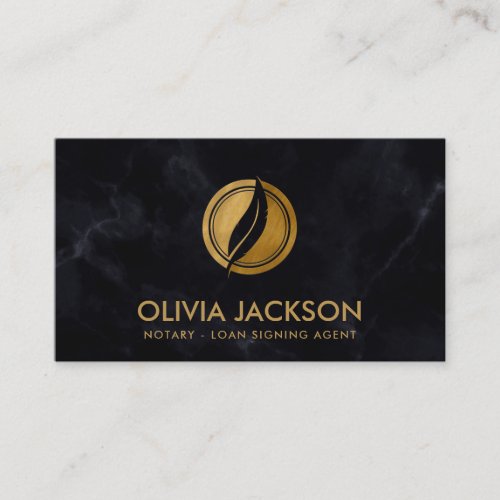 Notary quill pen and stamp business card