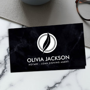 Notary quill pen and stamp business card