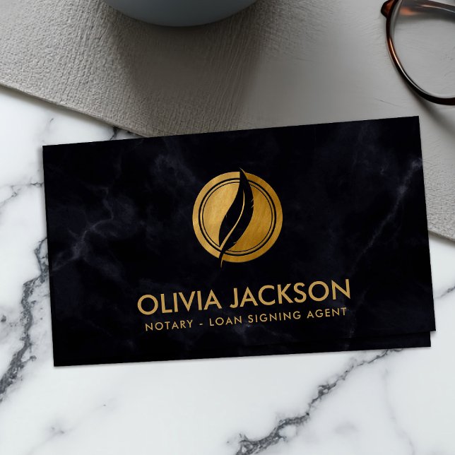 Notary quill pen and stamp business card (Creator Uploaded)