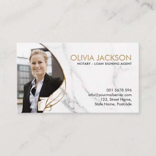 Notary quill pen ink and your photo business card