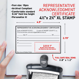 Notary Representative Acknowledgement Certificate Self-inking Stamp