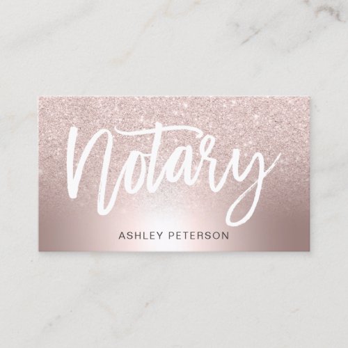 Notary Rose gold glitter ombre metallic foil Business Card