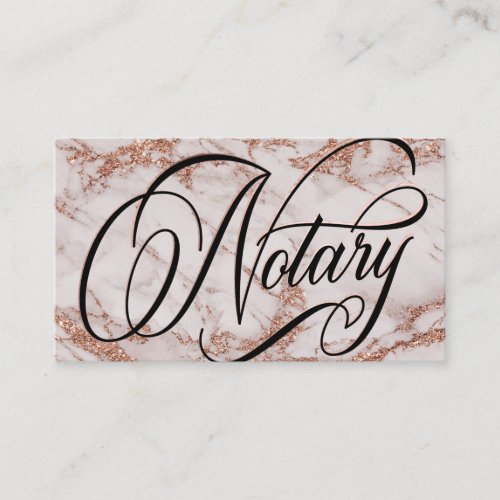 Notary Rose Gold Marble Typography Business Card