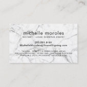 Notary Rose Gold Typography Modern Marble Business Card (Back)