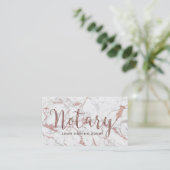 Notary Rose Gold Typography Modern Marble Business Card (Standing Front)