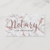 Notary Rose Gold Typography Modern Marble Business Card (Front)
